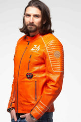 Leather jacket 24H Le Mans Weldon orange Man