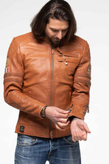 Leather jacket 24H Le Mans Silverstone tan Men
