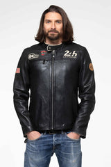 Blouson en cuir 24H Le Mans Shadow noir Homme