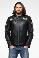 Leather jacket 24H Le Mans Shadow black Man