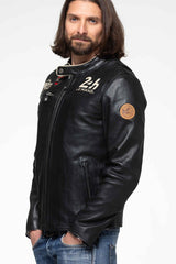 Blouson en cuir 24H Le Mans Shadow noir Homme