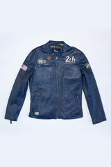 Men's 24H Le Mans Shadow leather jacket royal blue