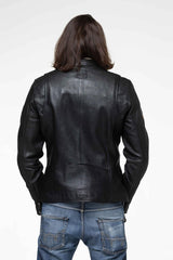 Blouson en cuir 24H Le Mans Shadow noir Homme