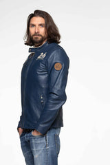 Men's 24H Le Mans Shadow leather jacket royal blue