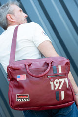 Leather satchel Steve McQueen Wayne Mess red Man