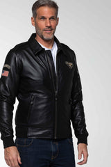 Leather jacket Steve McQueen John black Man