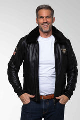 Leather jacket Steve McQueen John black Man
