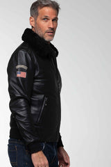 Leather jacket Steve McQueen John black Man
