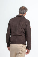 Blouson en cuir Steve McQueen Charlie marron nubuck Homme