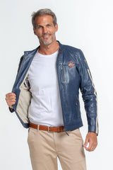 Leather jacket Steve McQueen Scott blue Man