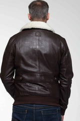 Blouson en cuir Steve McQueen Peter marron foncé Homme