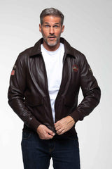 Blouson en cuir Steve McQueen Peter marron foncé Homme