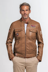 Blouson en cuir Steve McQueen Tom tortoise Homme