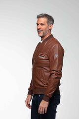 Blouson en cuir Steve McQueen Burt tortoise Homme