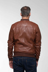 Blouson en cuir Steve McQueen Burt tortoise Homme